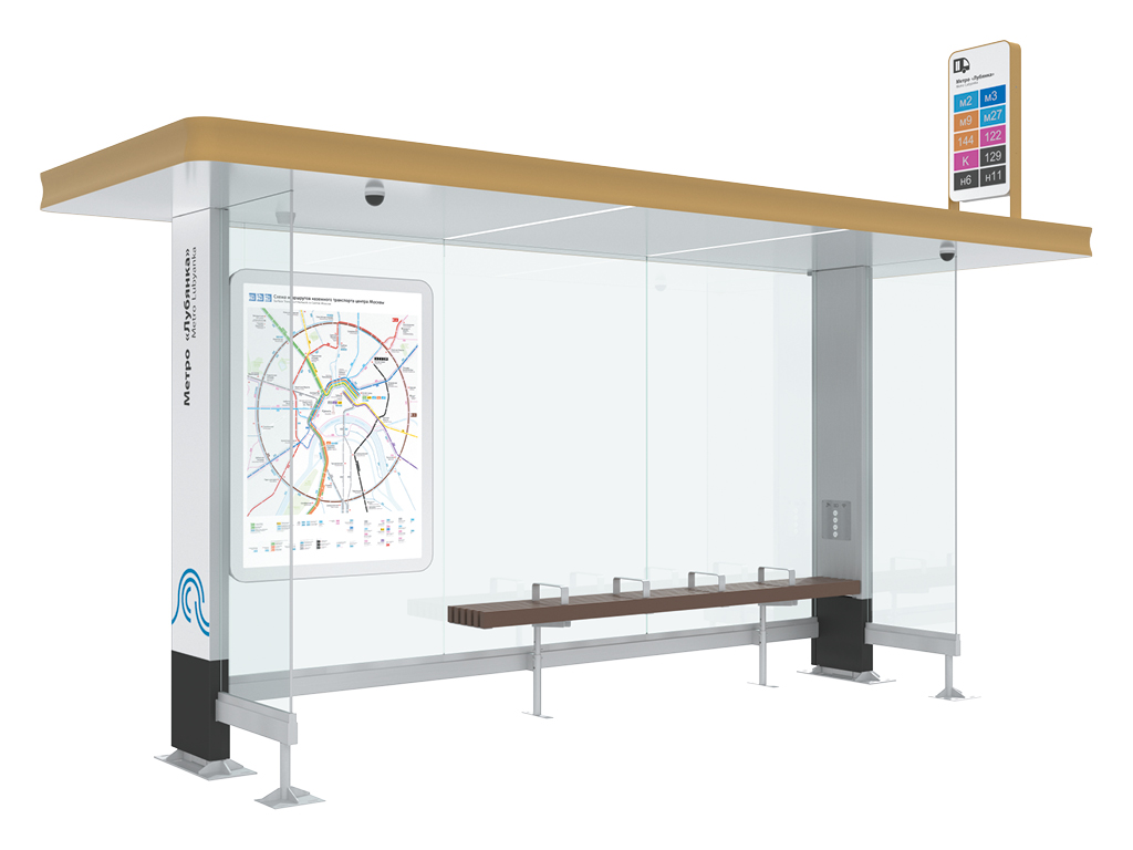Остановочный павильон «СТАНДАРТ БЕЗ РЕКЛАМНОГО НОСИТЕЛЯ», серия «СИТИ»